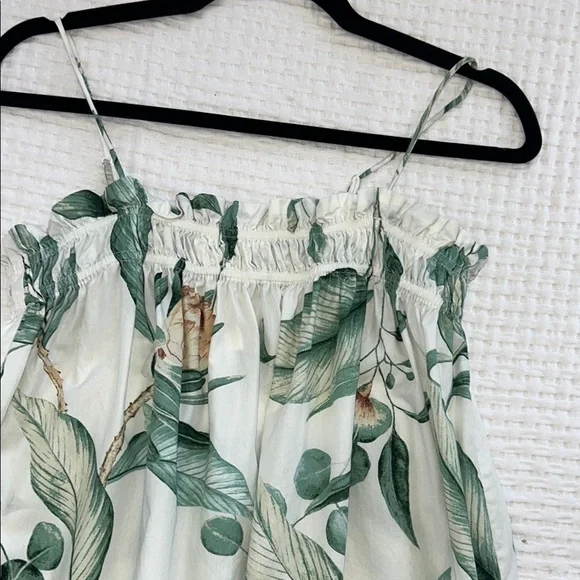 H&M Leaf Print A-Line Skirt - Green and Cream - Picture 3 of 12